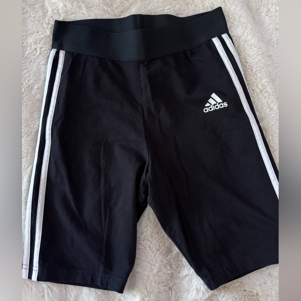 Adidas Black Shorts with White Stripes